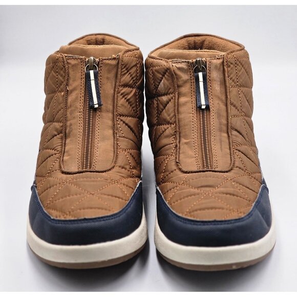 Lands End Women's Brown Navy Quilted  Front Zipper Ankle Boots Size 9.5  2867 - Picture 8 of 16